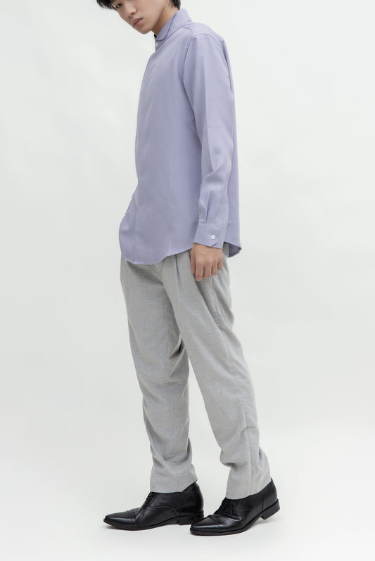 ROUNDED WING COLLAR LONG SLEEVE SHIRT