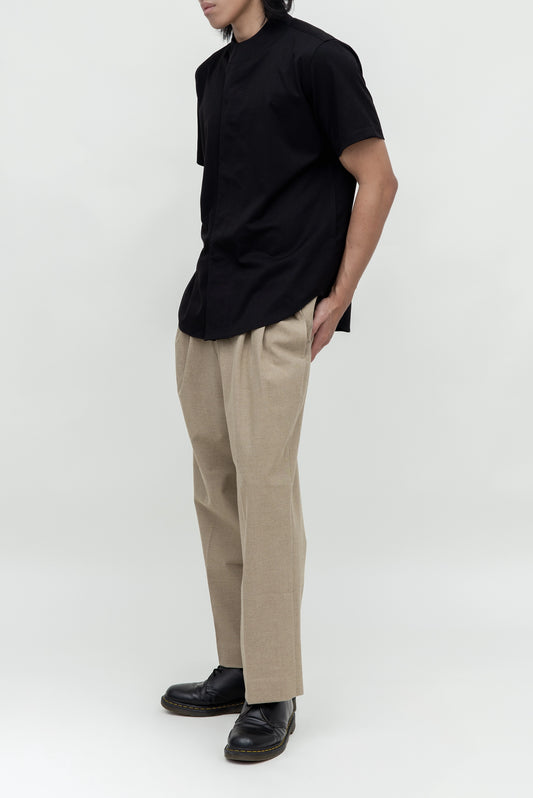 COLLARLESS OVERLAP SHORT SLEEVES SHIRT