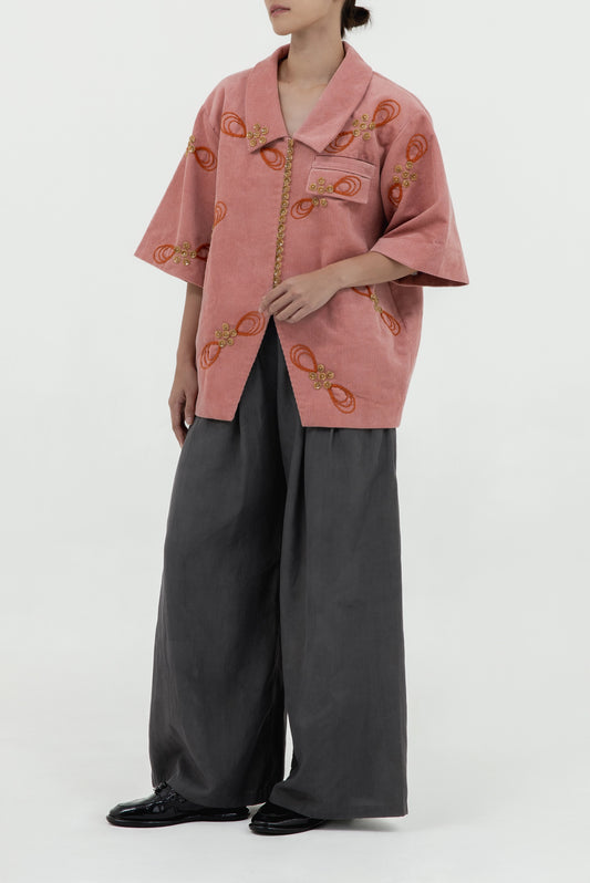 KACEY PINK LACE LAYERED OVERSHIRT