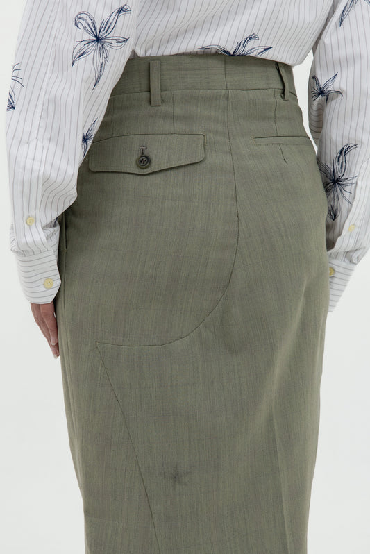 TWISTED EMBROIDERED LONG SKIRT