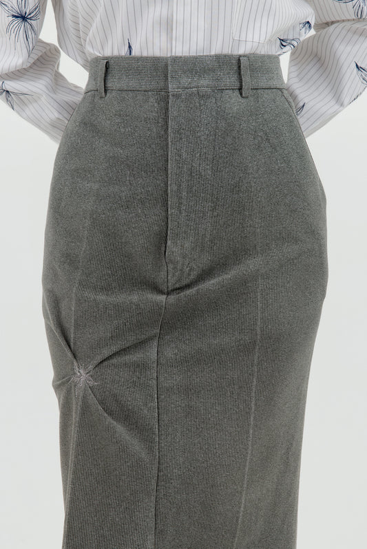 TWISTED EMBROIDERED LONG SKIRT