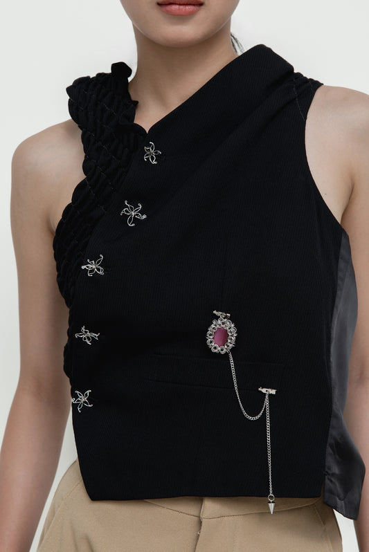 DE BROOCH SATIN PINK CATEYE