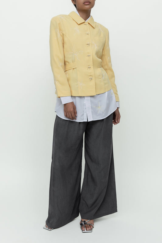 EMBROIDERED LADY JACKET YELLOW WITH OFF WHITE EMBROIDERY