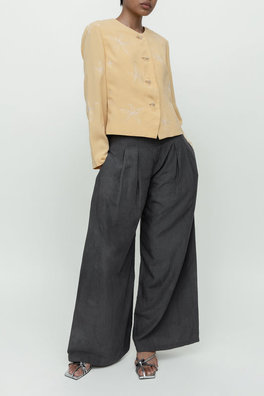 EMBROIDERED LADY JACKET YELLOW WITH WHITE EMBROIDERY