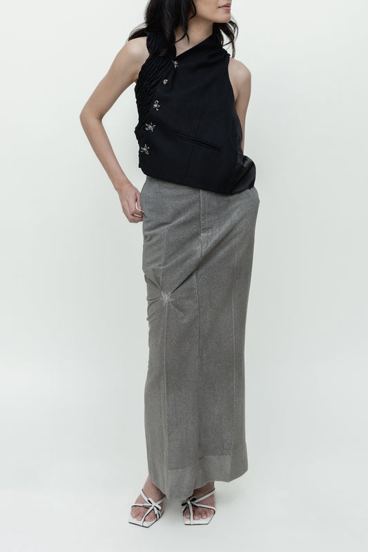 SLANTED VEST BLACK GRAIN 101