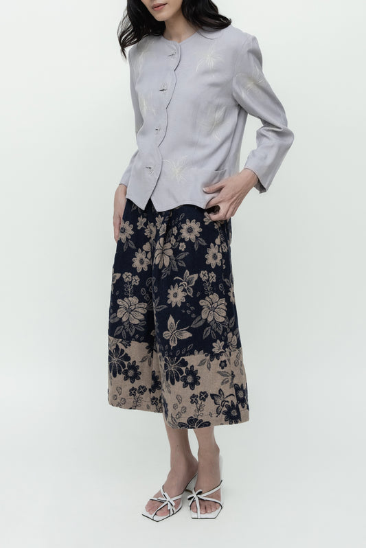 EMBROIDERED LADY JACKET GREY WITH POWDER YELLOW EMBROIDERY