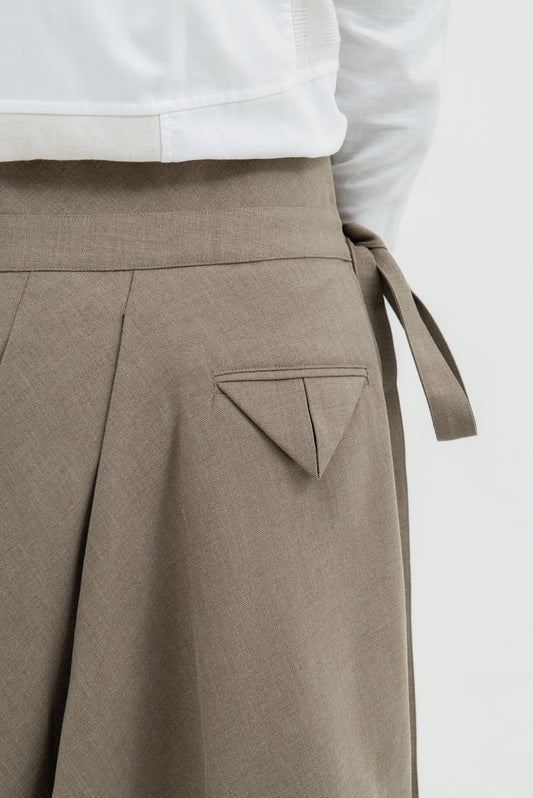 DROPPED CROTCH PANTS WITH DETACHABLE APRON