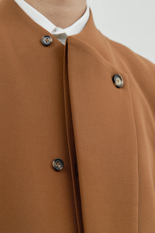 COLLARLESS OVERLAP JACKET W/ PATCH POCKET