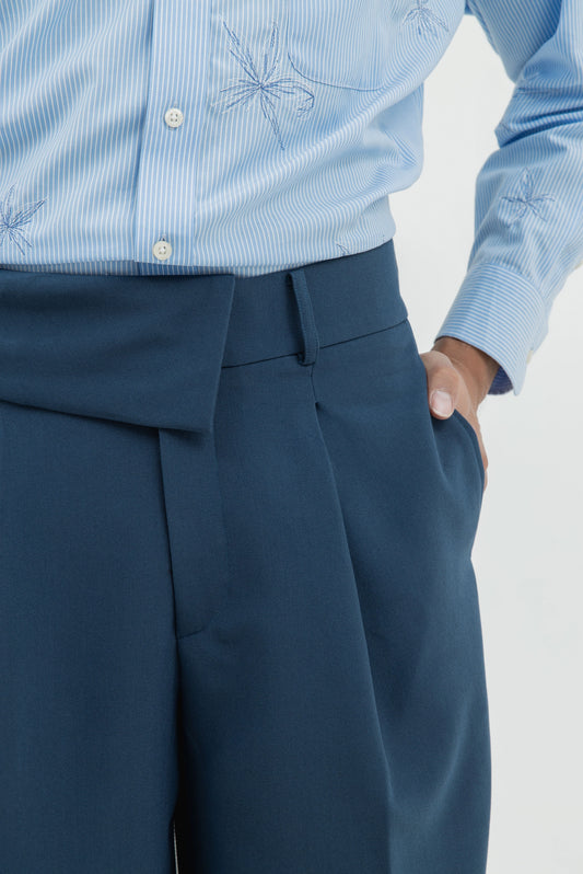 HALF LAYERED WAISTBAND WIDE PANTS