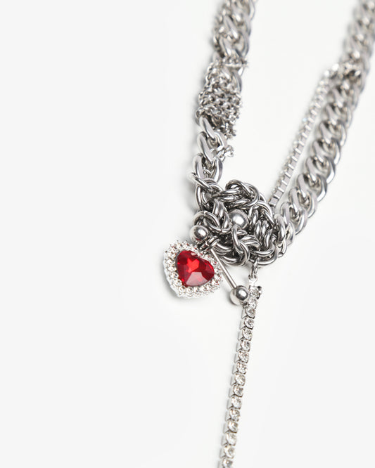 Cressida Necklace Silver/Red