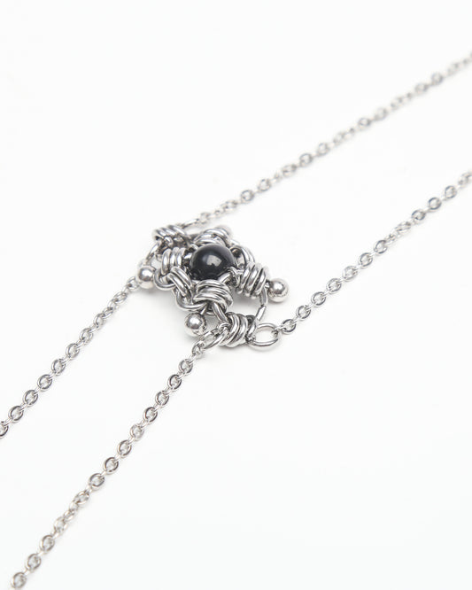 BOLO NECKLACE BLACK ONYX BEAD