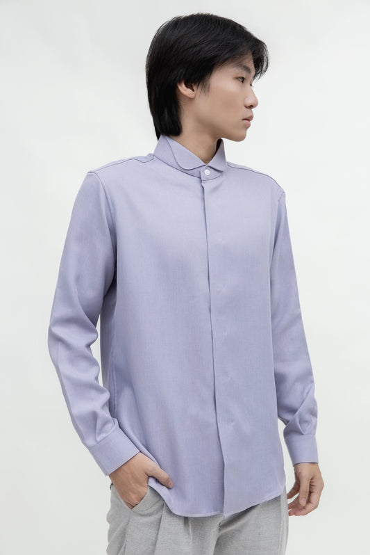 ROUNDED WING COLLAR LONG SLEEVE SHIRT