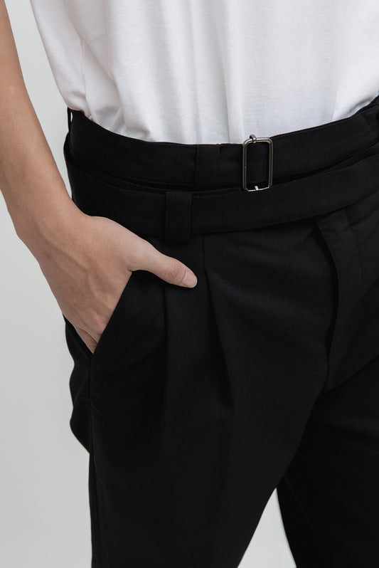 DOUBLE WAISTBAND LONG PANTS