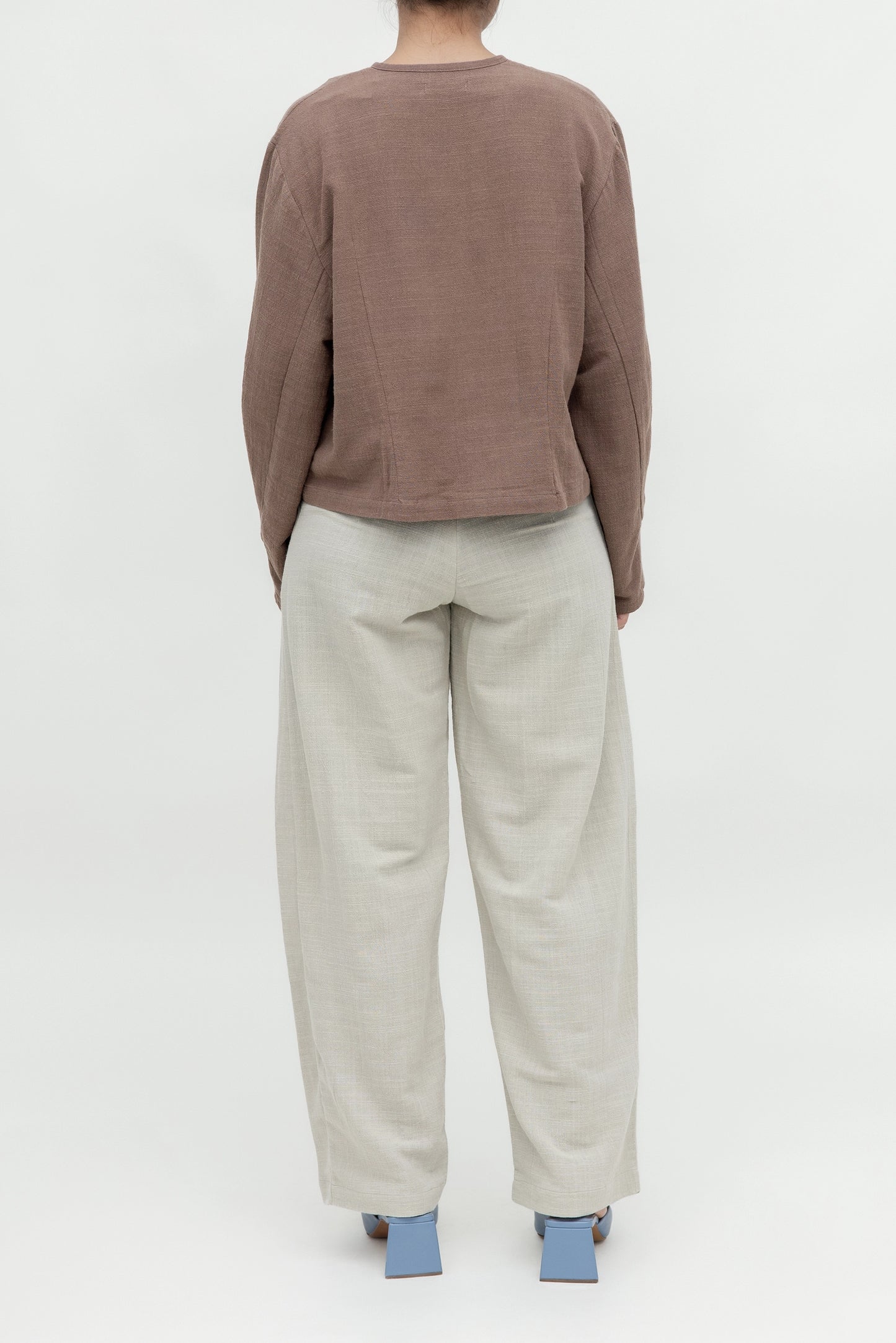 BROWN PATCH CROP LONG SLEEVE TOP