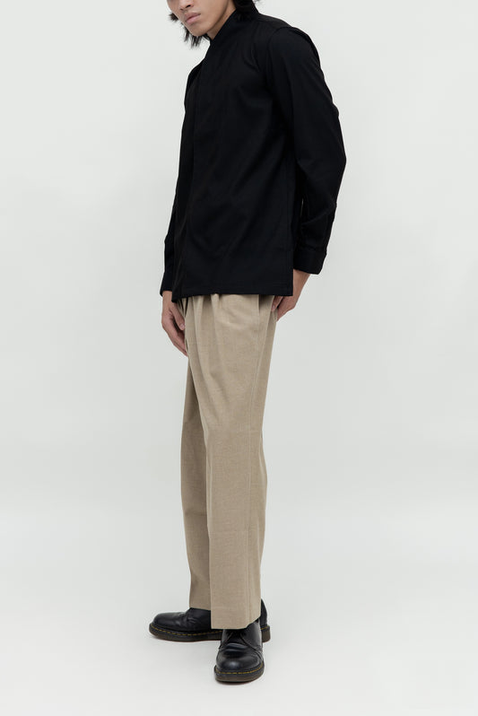 COLLARLESS DOUBLE PLACKET LONGSLEEVES