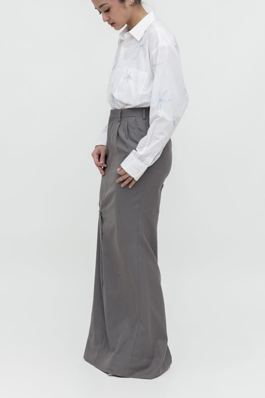 TWISTED EMBROIDERED LONG SKIRT