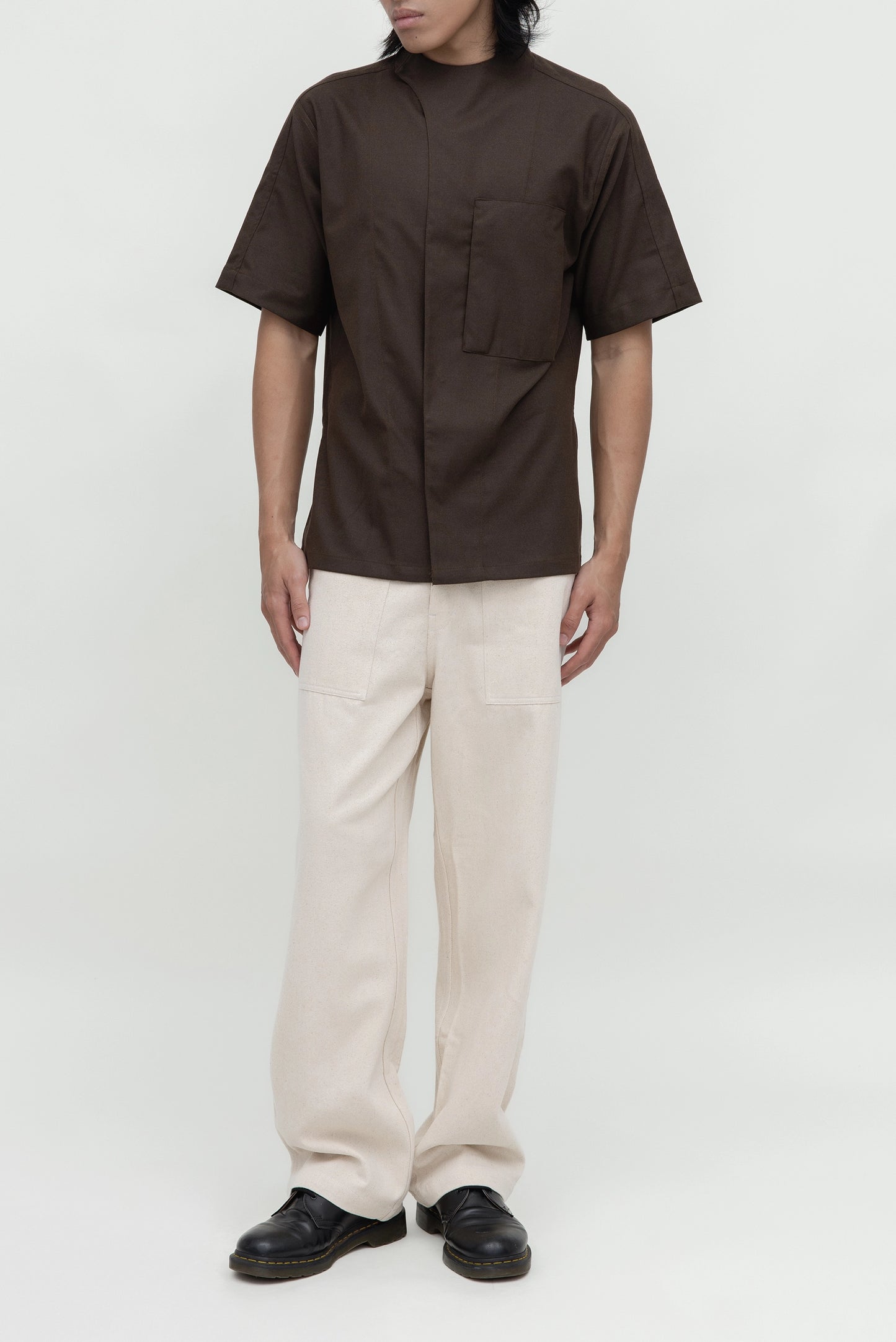 COLLARLESS OVERLAP OVERSIZED W POCKET SHORTSLEEVES EF