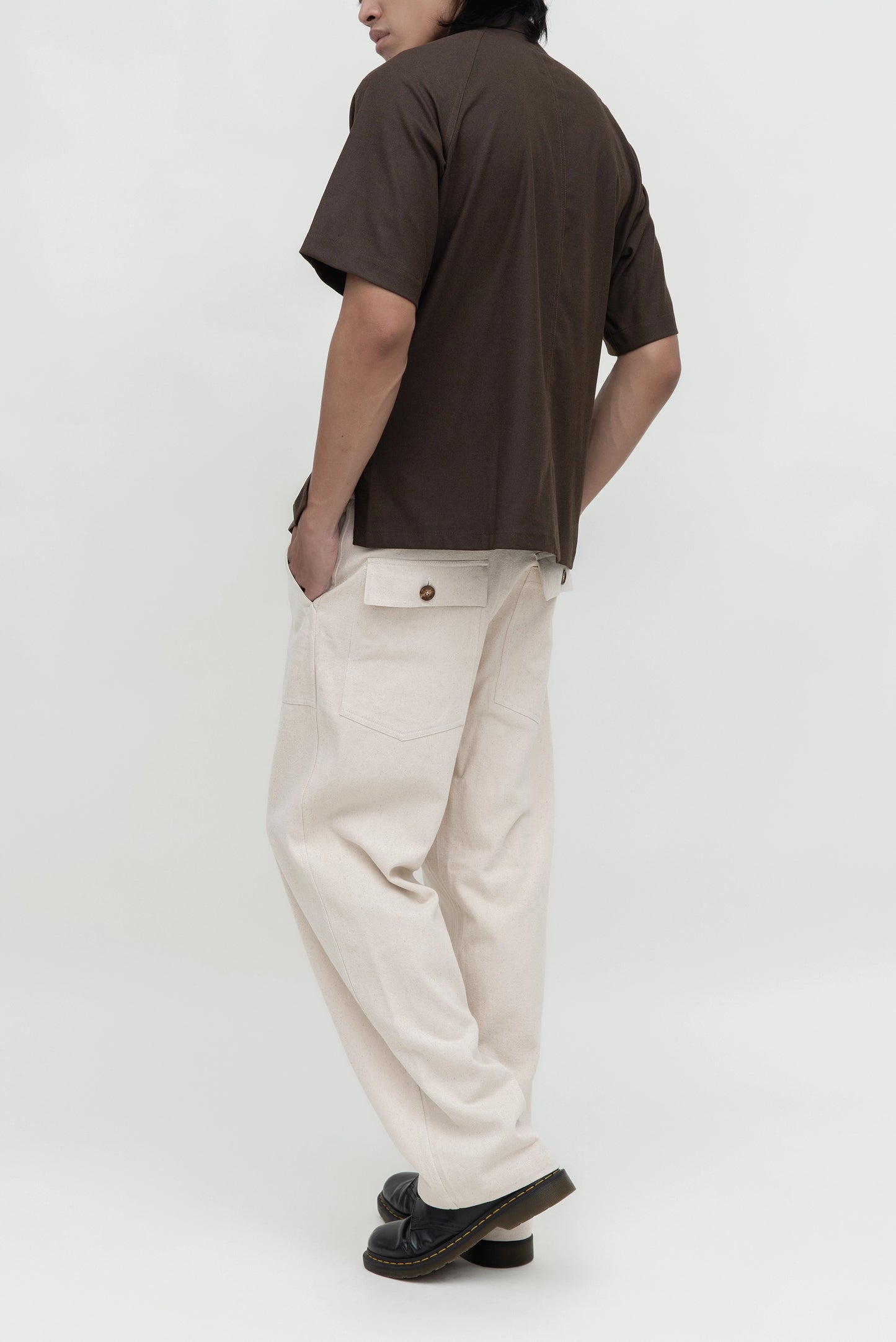 COLLARLESS OVERLAP OVERSIZED W POCKET SHORTSLEEVES EF