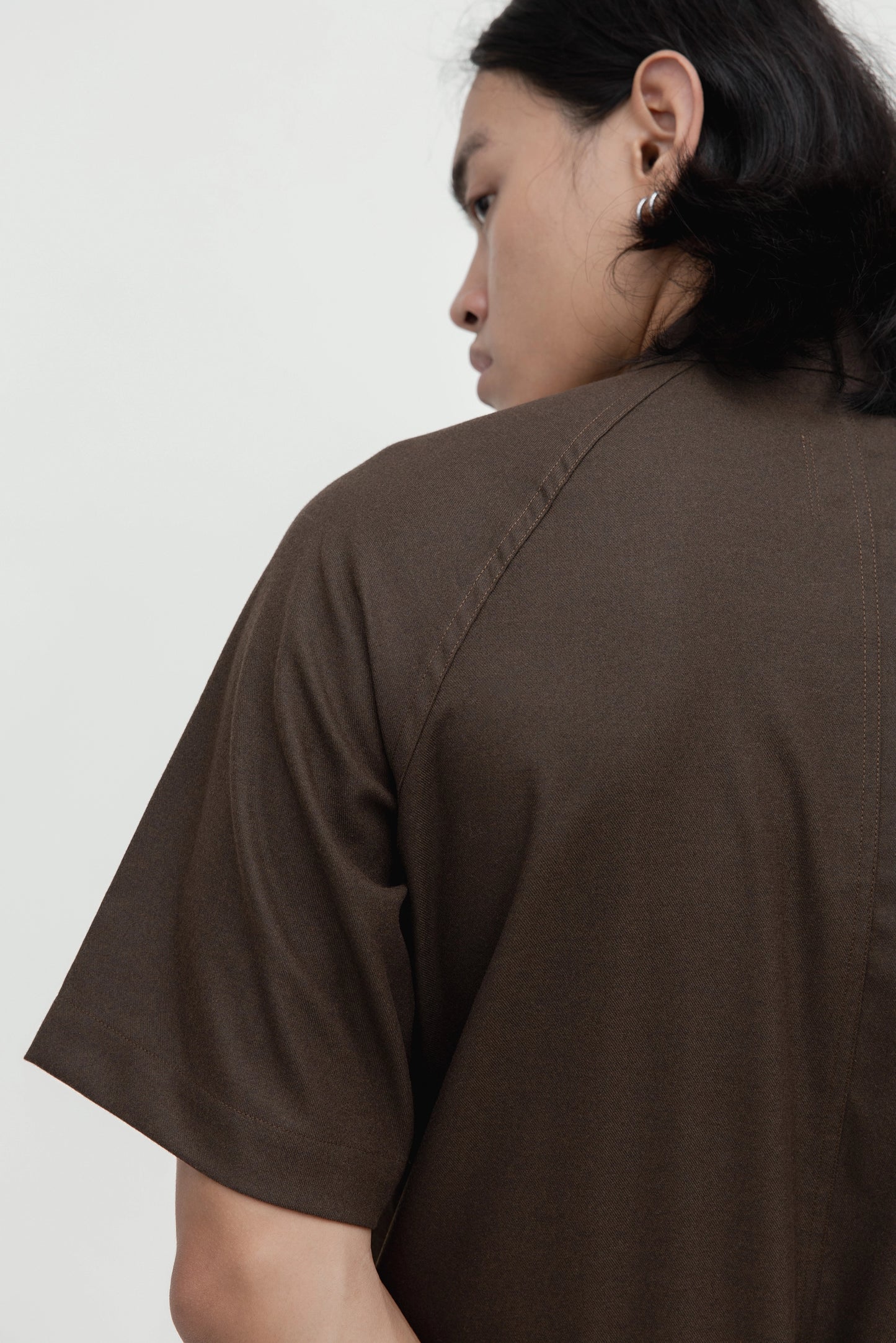 COLLARLESS OVERLAP OVERSIZED W POCKET SHORTSLEEVES EF