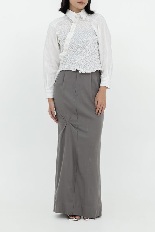 TWISTED EMBROIDERED LONG SKIRT