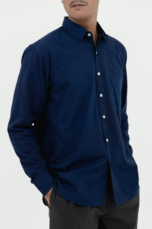 INDIGO TONAL EMBRO IAM 2 LS SHIRT