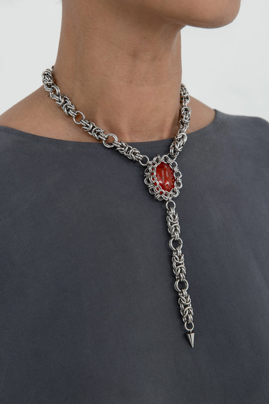 CRUX NECKLACE RED SNAKESKIN