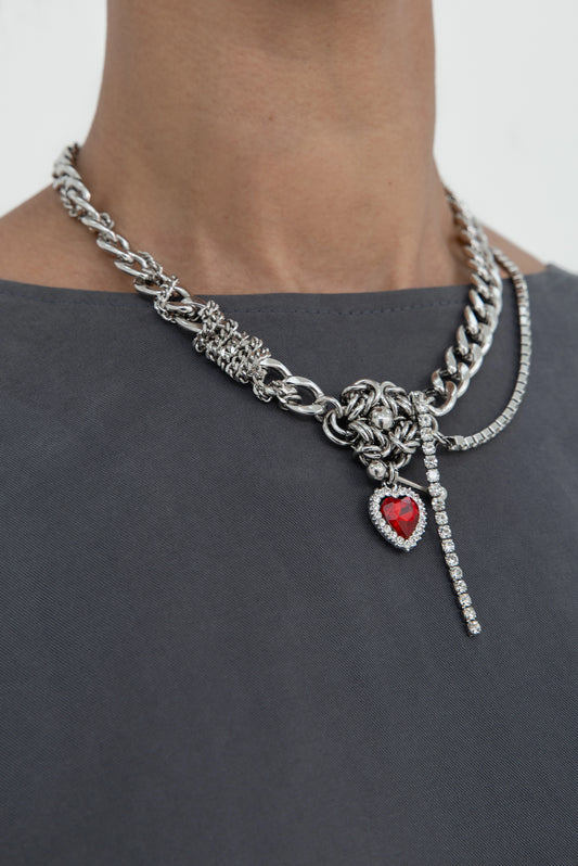 Cressida Necklace Silver/Red