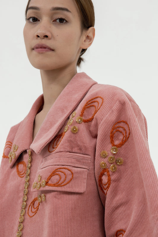 KACEY PINK LACE LAYERED OVERSHIRT