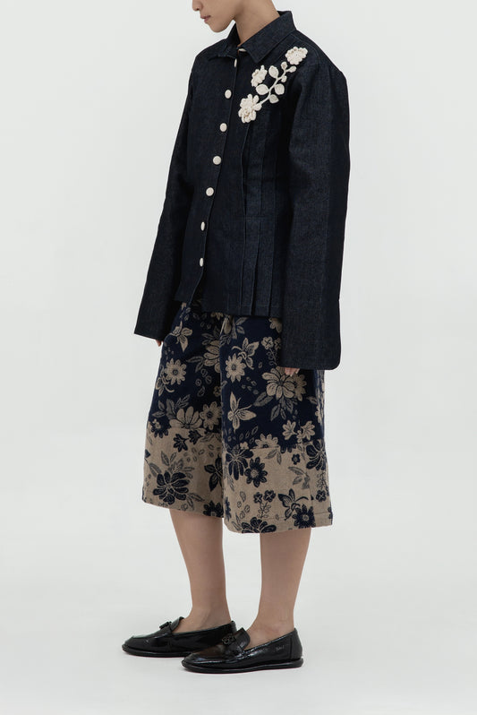 PLEATED DENIM JACKET