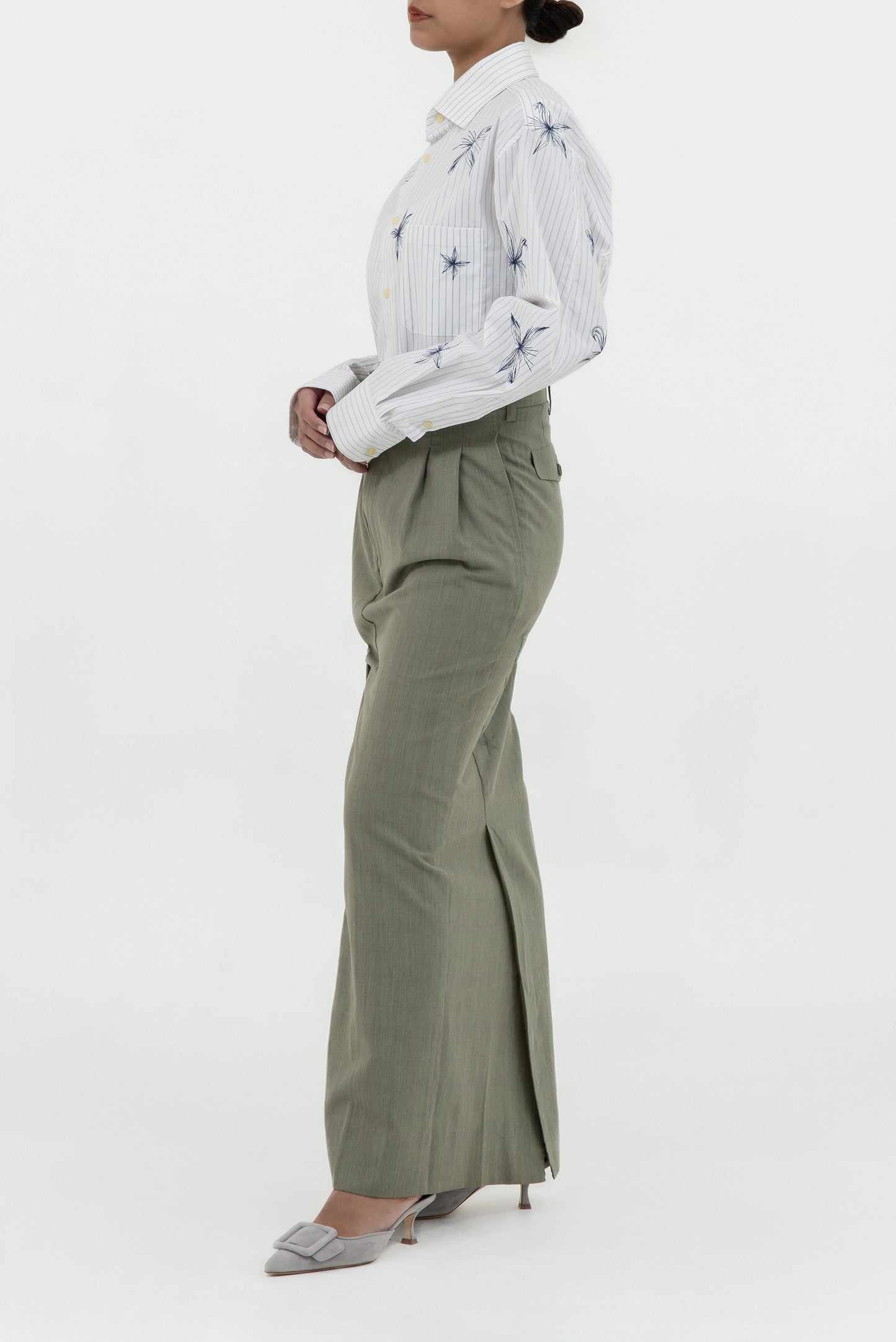 TWISTED EMBROIDERED LONG SKIRT