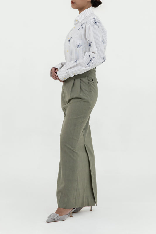 TWISTED EMBROIDERED LONG SKIRT