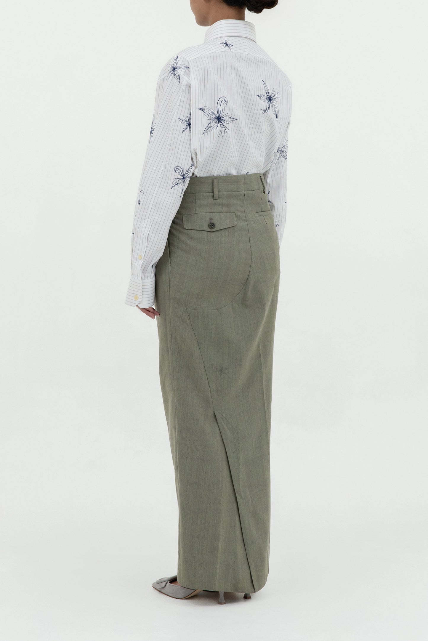 TWISTED EMBROIDERED LONG SKIRT