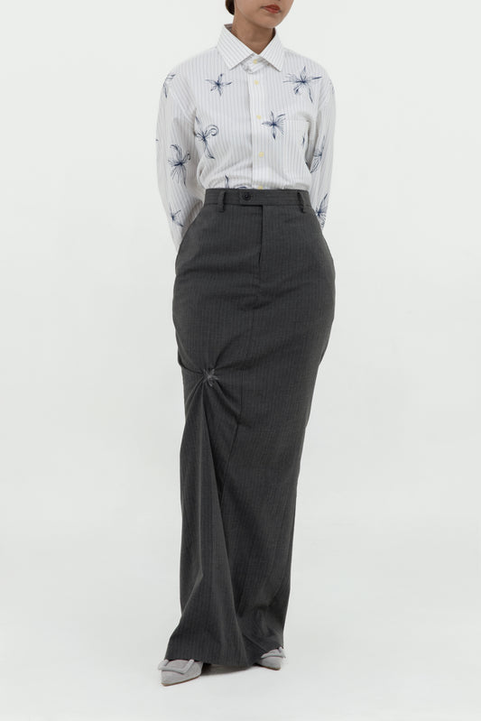TWISTED EMBROIDERED LONG SKIRT
