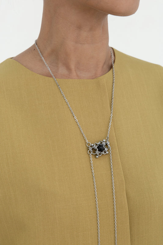 BOLO NECKLACE BLACK ONYX BEAD