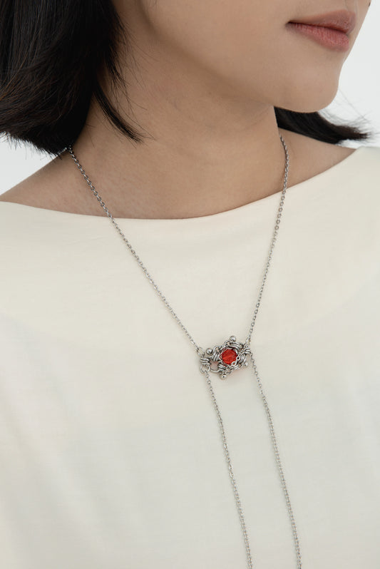 BOLO NECKLACE RED BEAD
