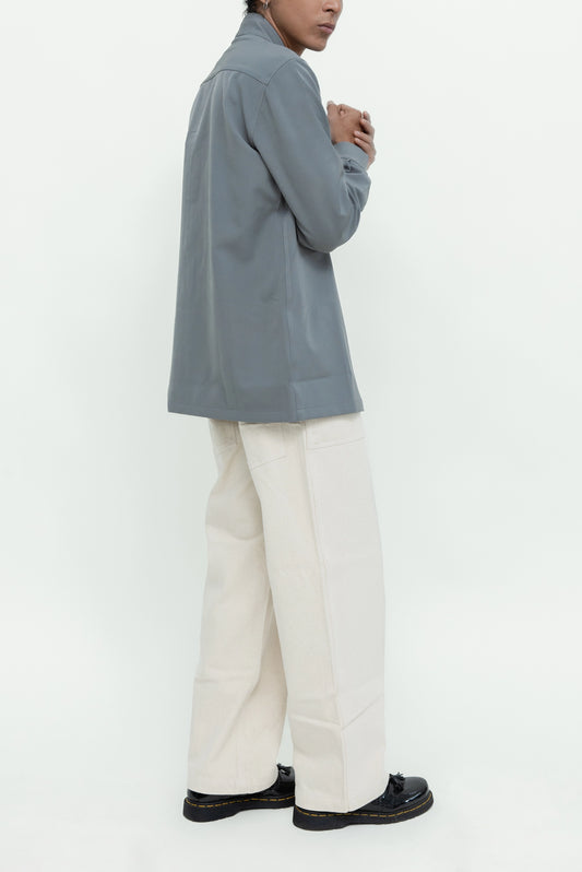 COLLARLESS DOUBLE PLACKET LONG SLEEVES