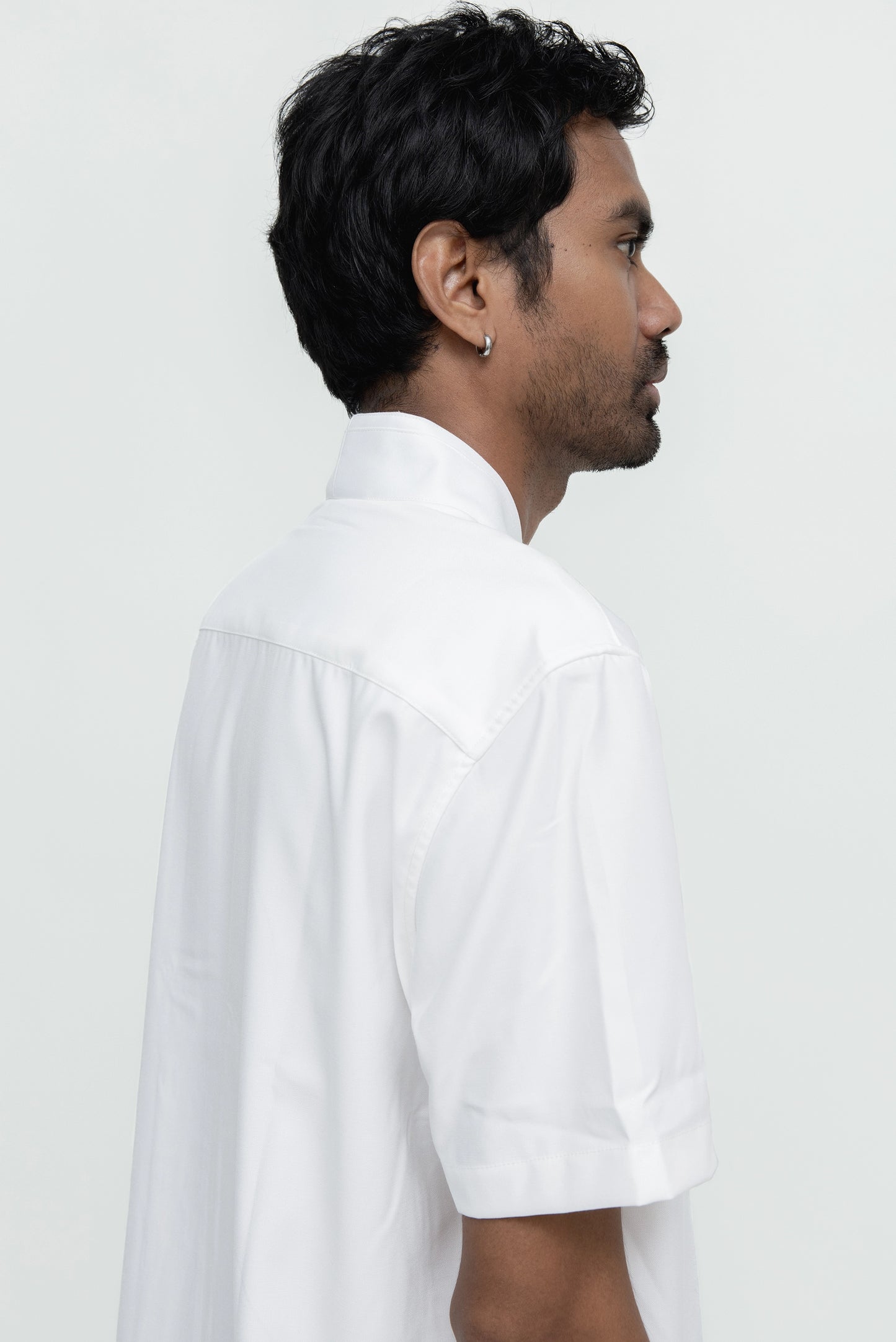 COLLARLESS PART 5 WITH DOUBLE PLACKET SHORT SLEEVES SHIRT