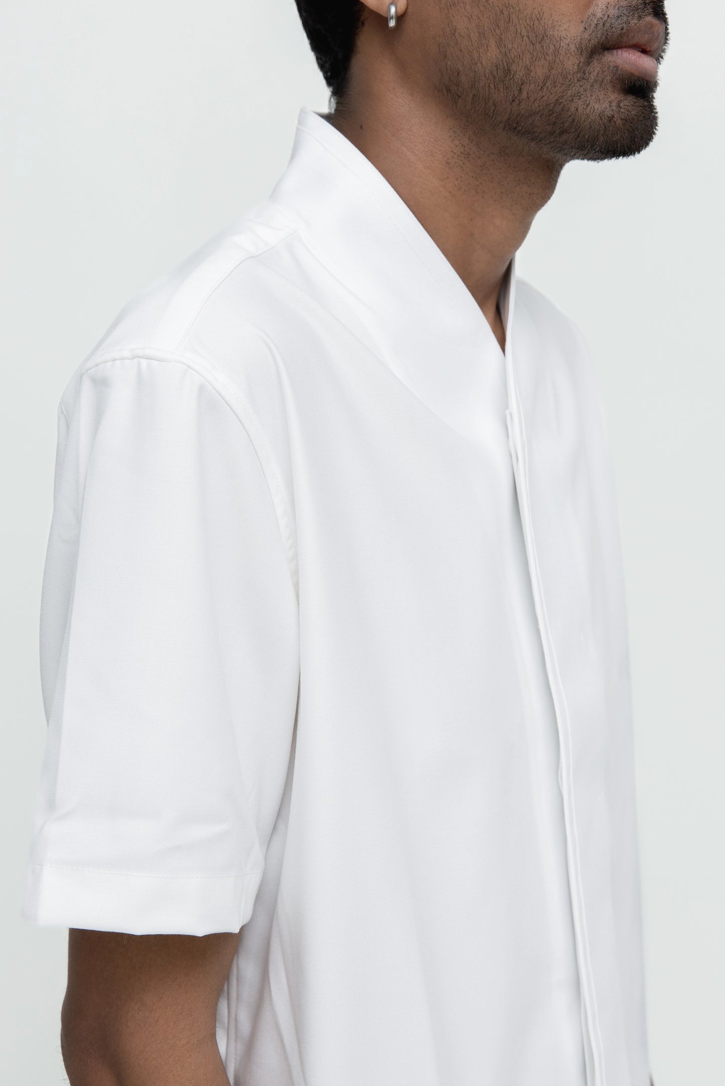 COLLARLESS PART 5 WITH DOUBLE PLACKET SHORT SLEEVES SHIRT
