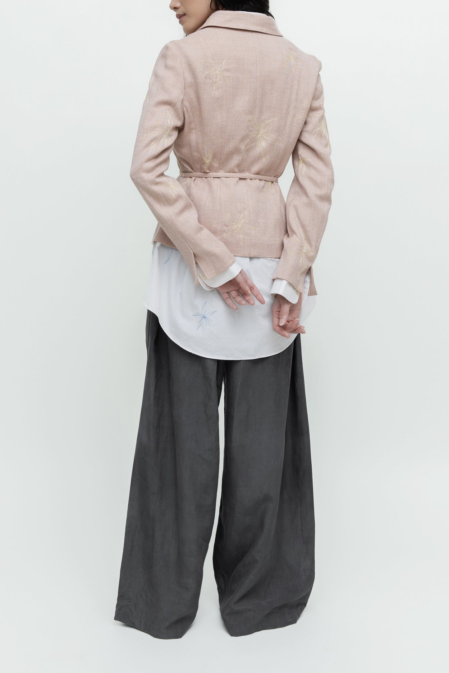 EMBROIDERED LADY JACKET BLUSH WITH POWDER YELLOW EMBROIDERY