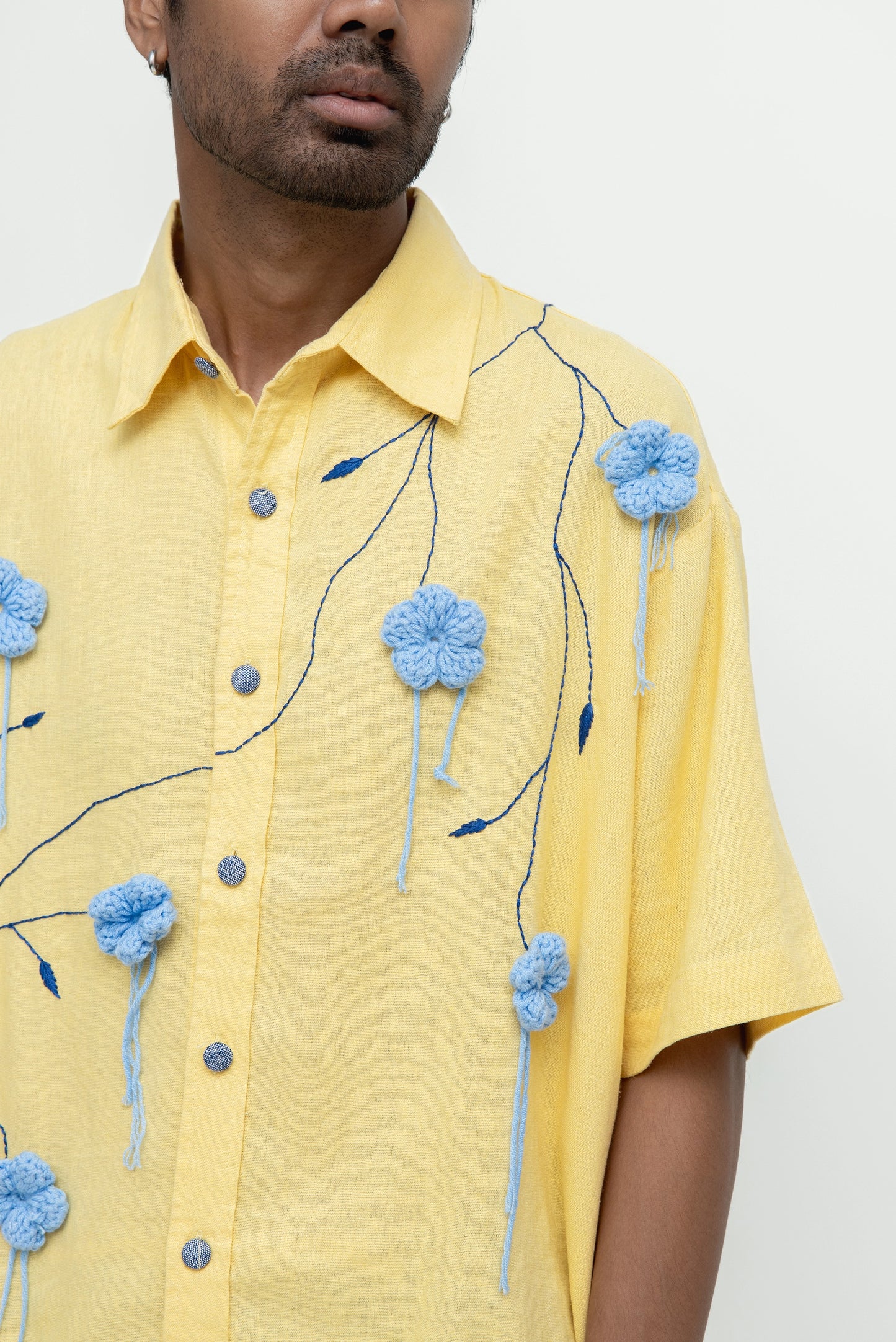 FLOWER VINE CROCHET SHIRT