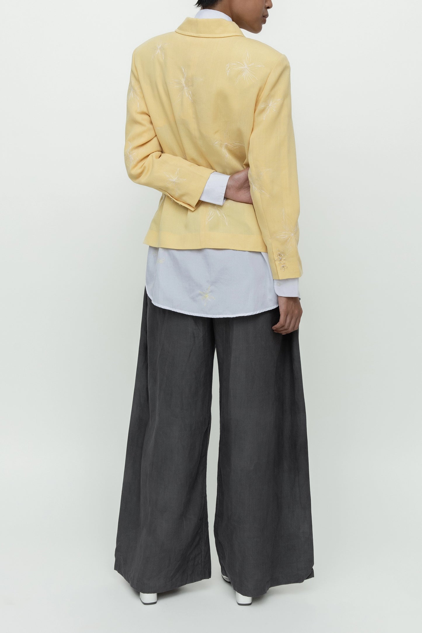 EMBROIDERED LADY JACKET YELLOW WITH OFF WHITE EMBROIDERY