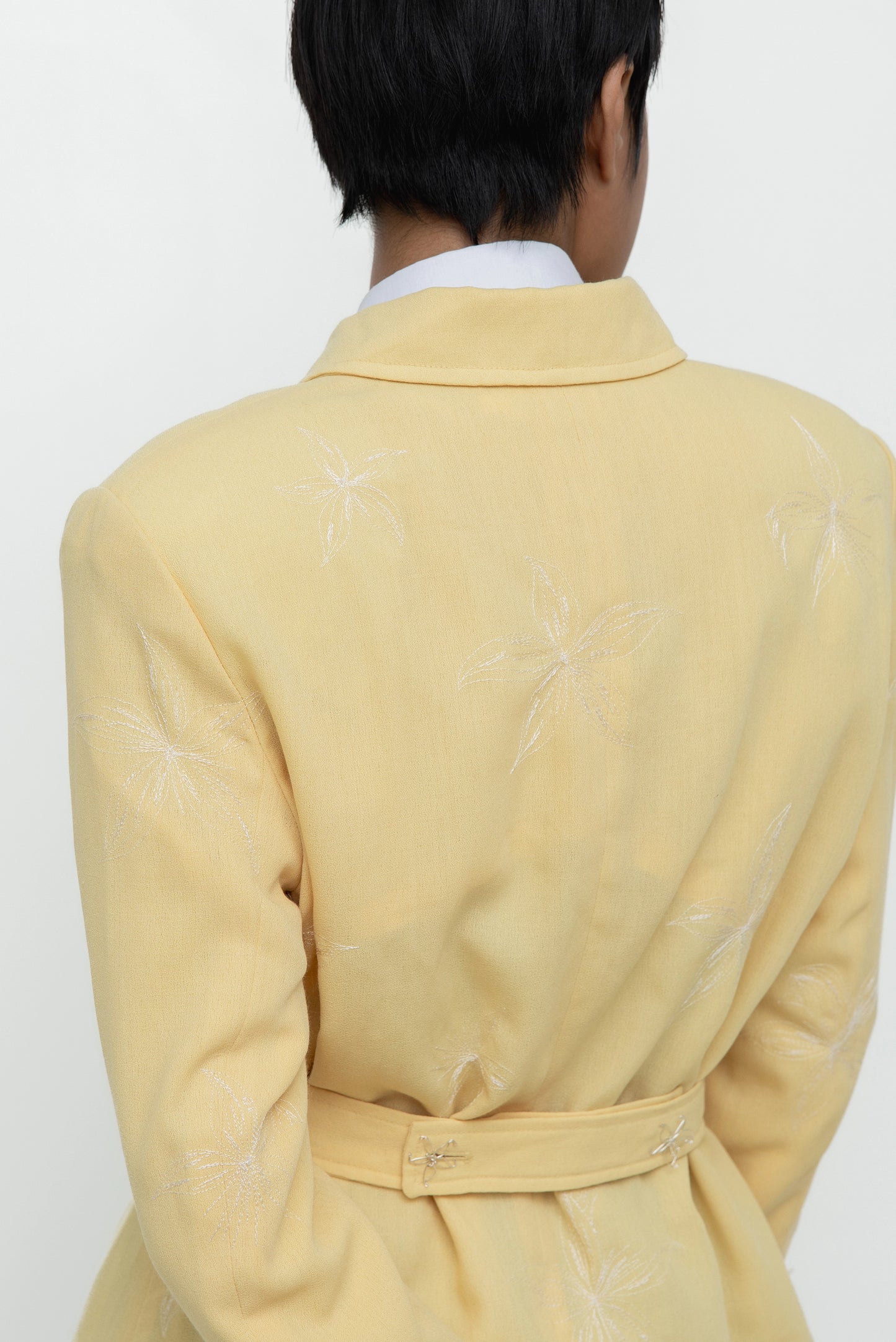 EMBROIDERED LADY JACKET YELLOW WITH OFF WHITE EMBROIDERY