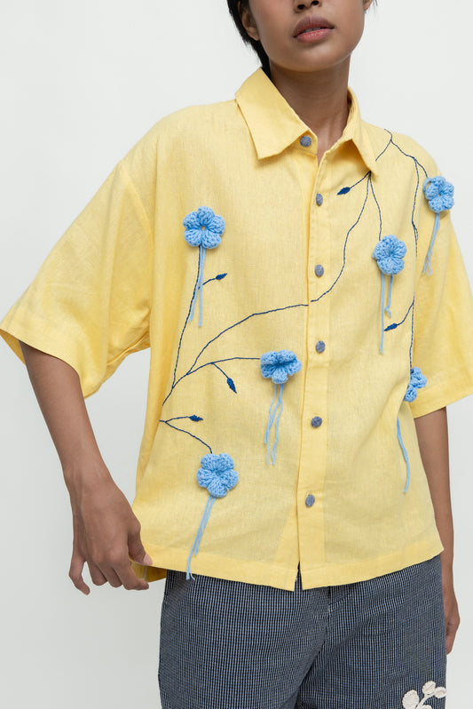 FLOWER VINE CROCHET SHIRT