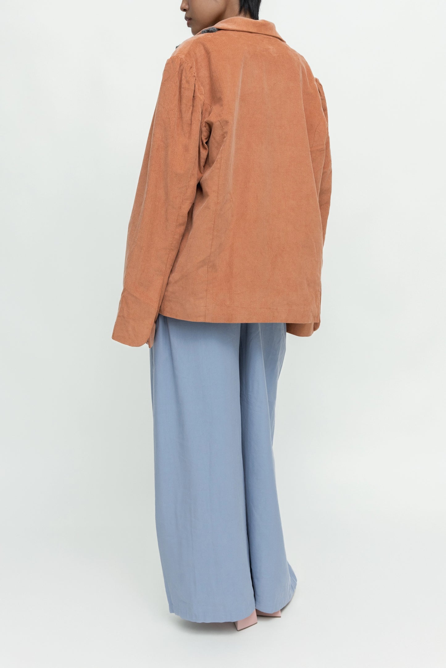 CORDUROY CROCHET BLAZER IN DUSTY ORANGE