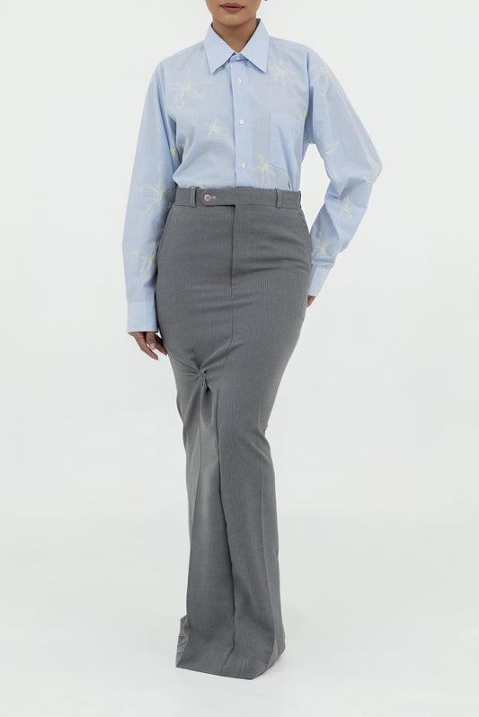 TWISTED EMBROIDERED LONG SKIRT