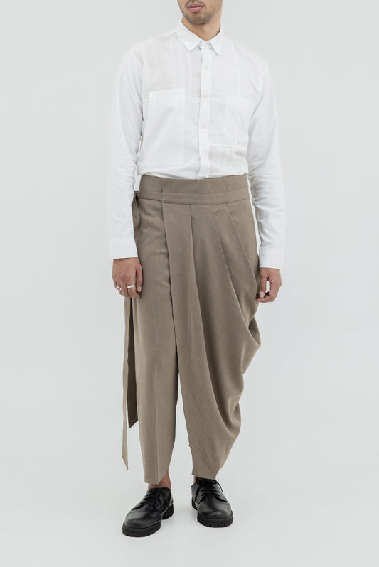 DROPPED CROTCH PANTS WITH DETACHABLE APRON