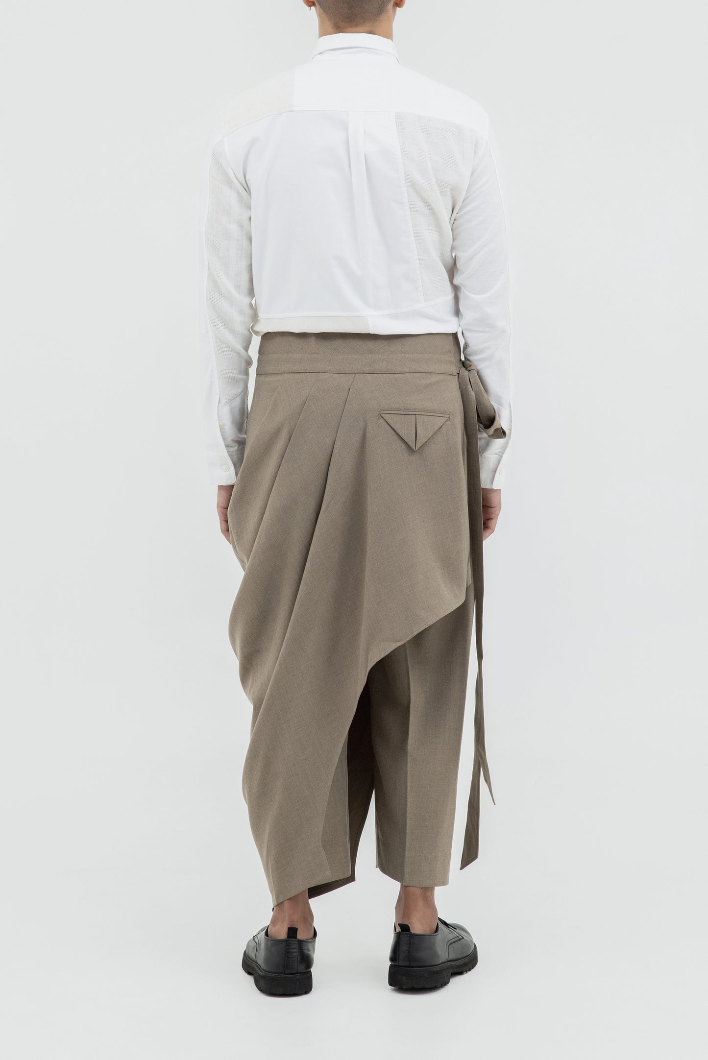 DROPPED CROTCH PANTS WITH DETACHABLE APRON