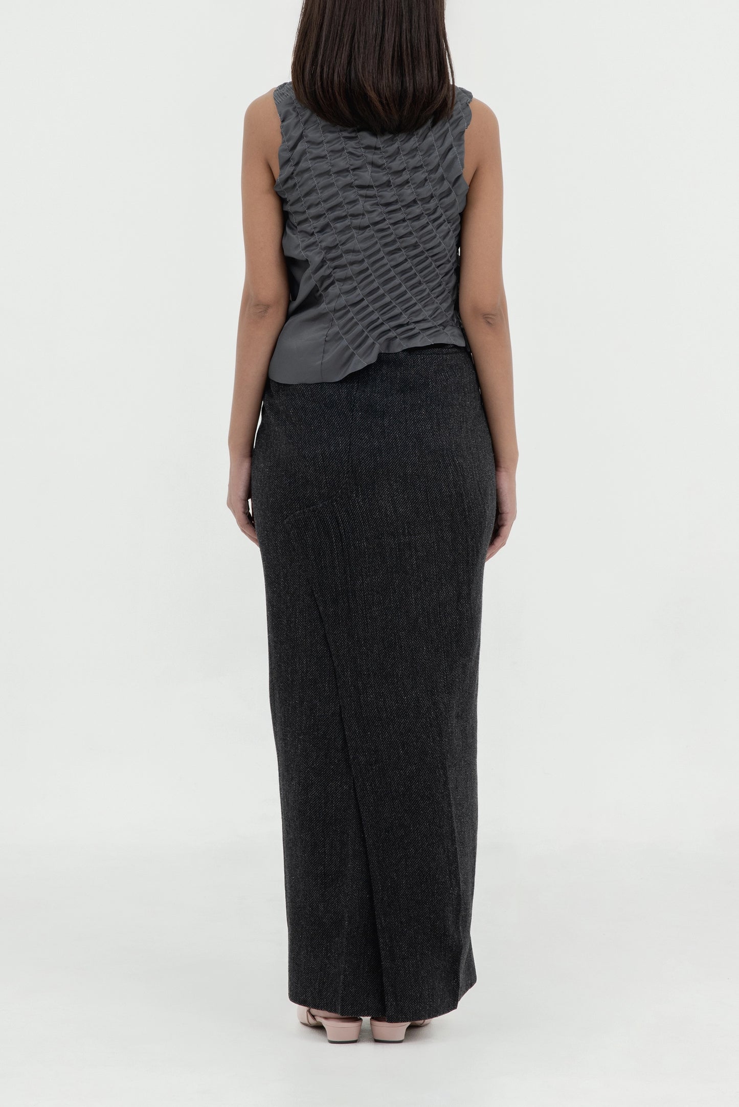 TWISTED EMBROIDERED LONG SKIRT
