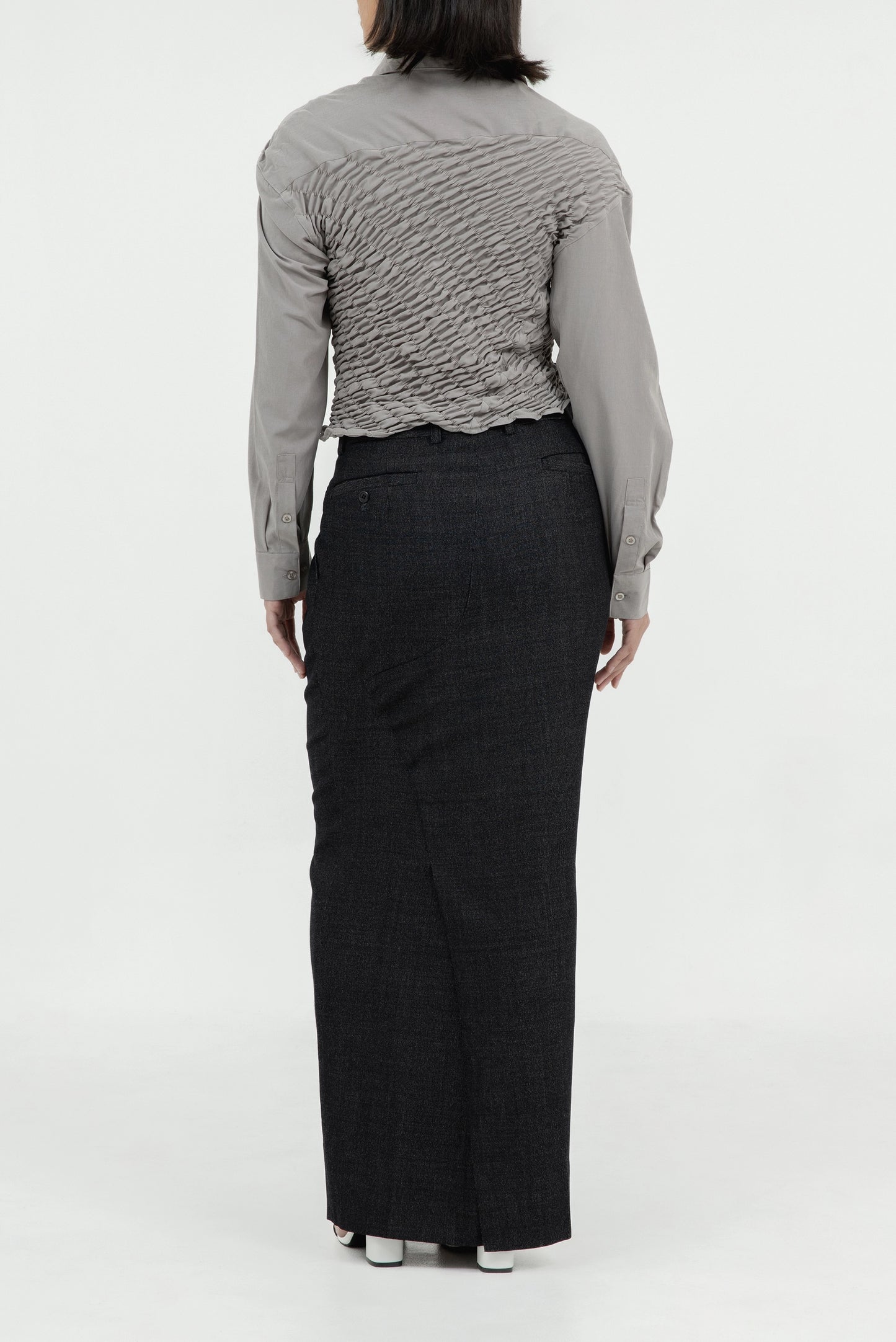TWISTED EMBROIDERED LONG SKIRT